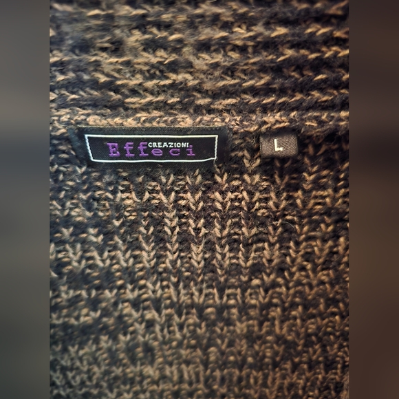 Effeci Black and Brown Open Cardigan Sweater L - Picture 3 of 4